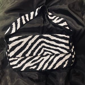 Christina Zebra Beaded Shoulder Bag